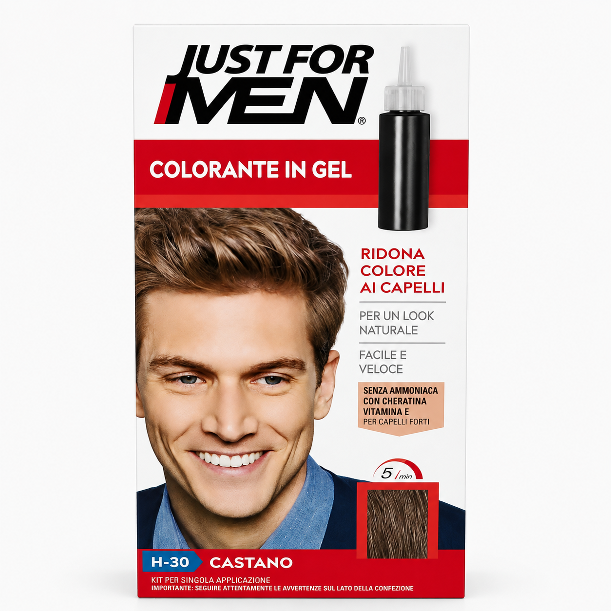 Just For Men Shampoo Colorante Uomo – Copertura Capelli Grigi in 5 Minuti – Varie Tonalità