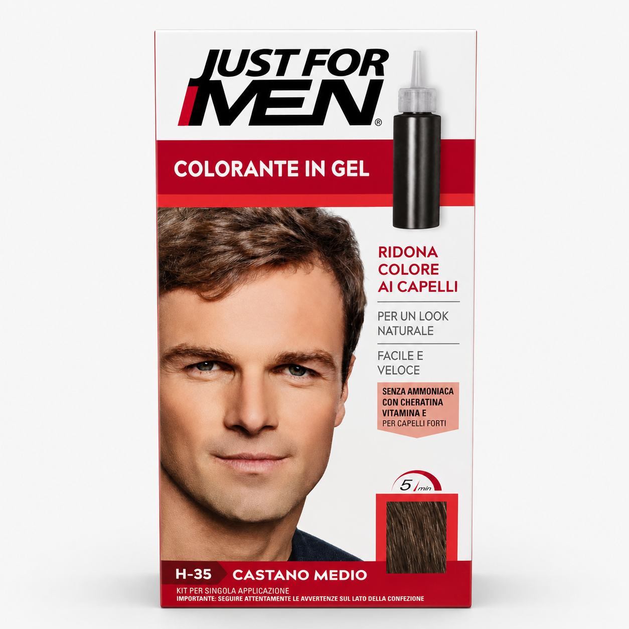 Just For Men Shampoo Colorante Uomo – Copertura Capelli Grigi in 5 Minuti – Varie Tonalità