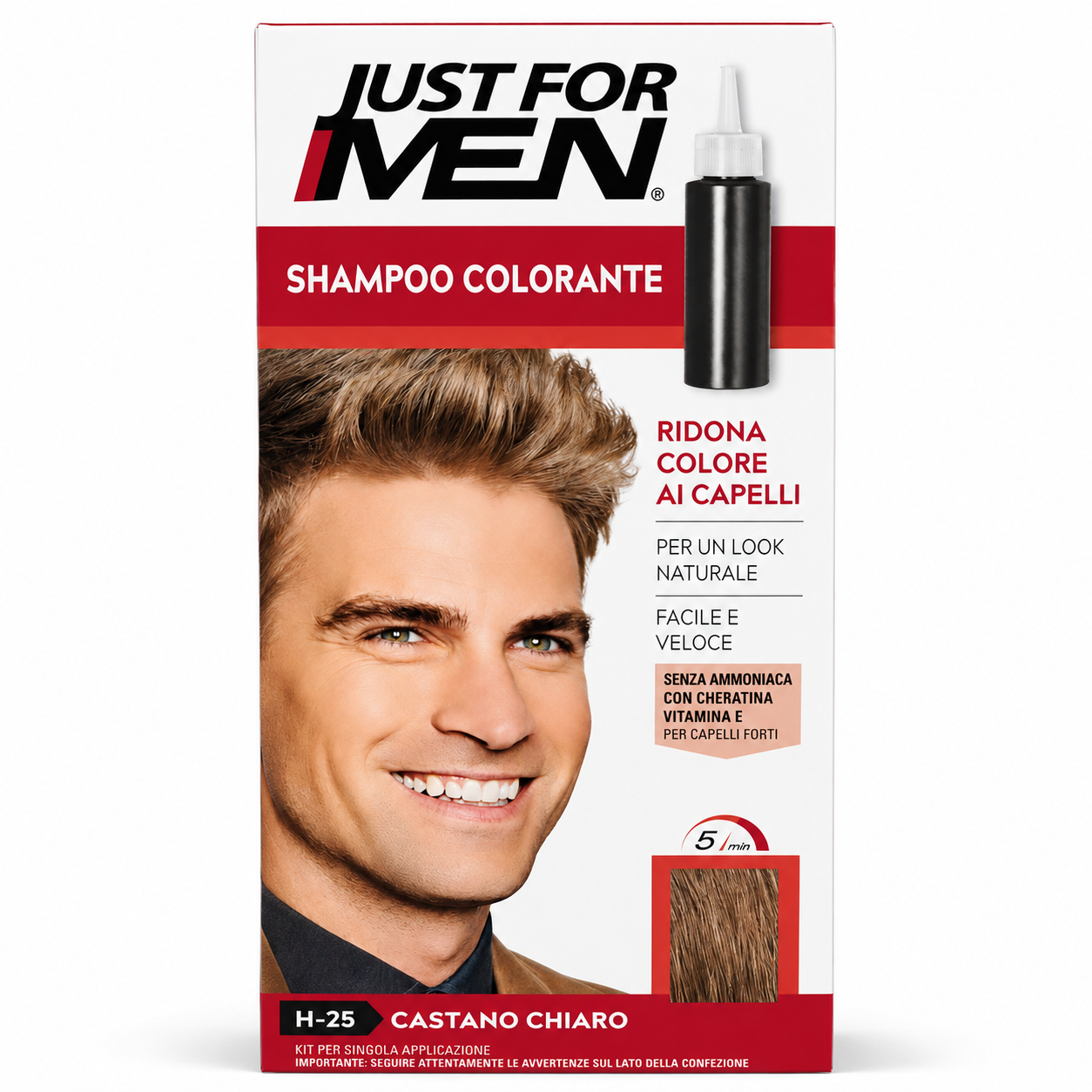Just For Men Shampoo Colorante Uomo – Copertura Capelli Grigi in 5 Minuti – Varie Tonalità