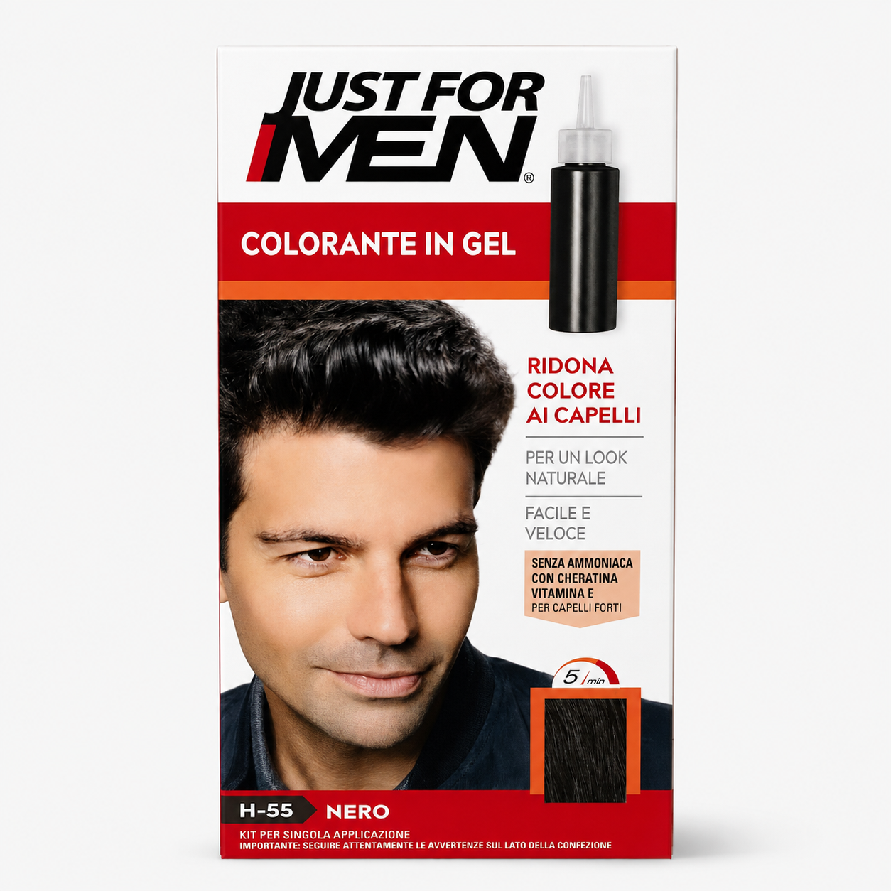 Just For Men Shampoo Colorante Uomo – Copertura Capelli Grigi in 5 Minuti – Varie Tonalità